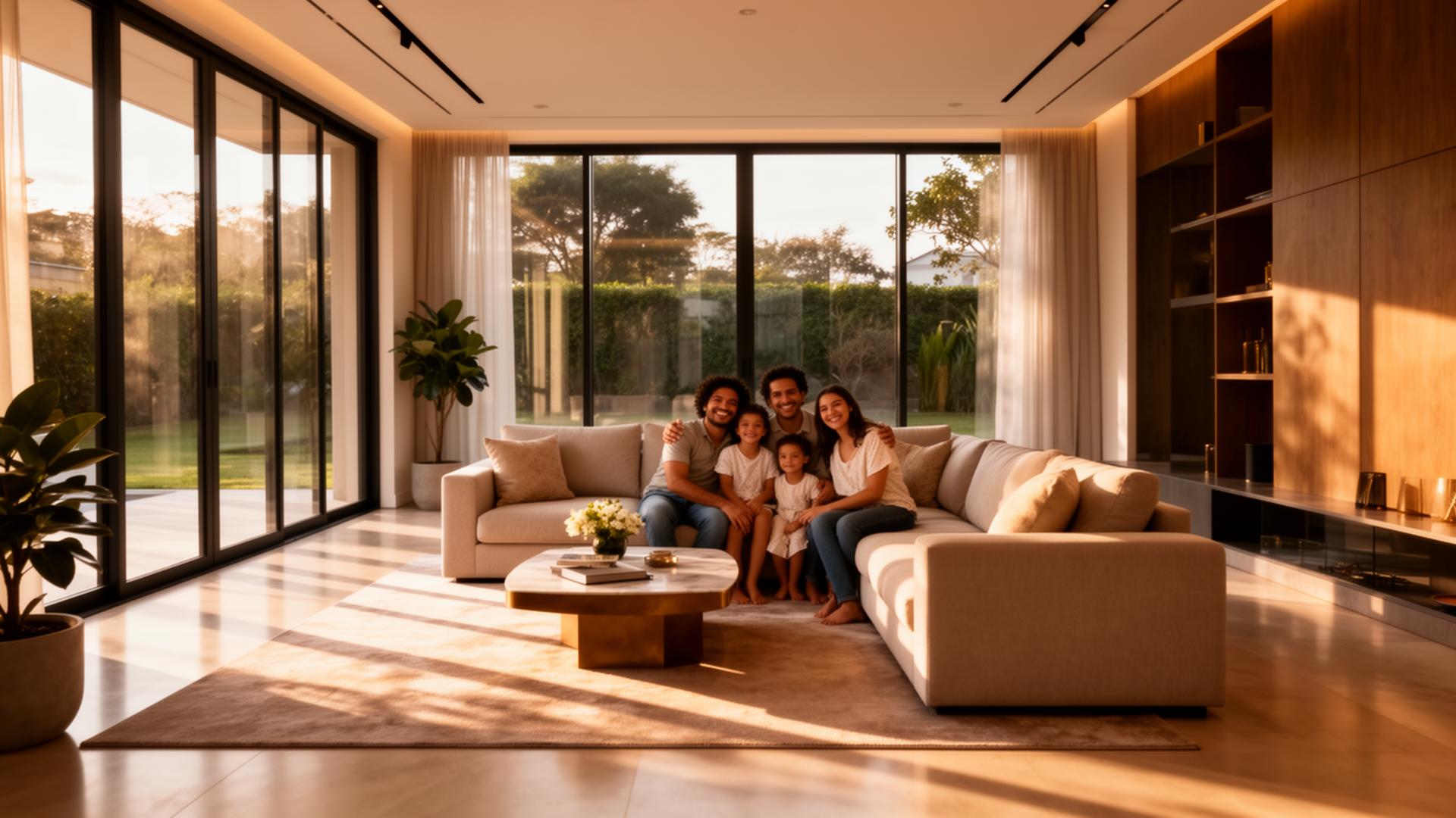 Família feliz em sua nova casa